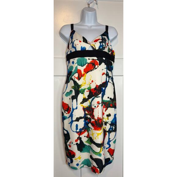 Milly Splash Paint Dress Black Red Green Yellow SIZE 10‎ - Picture 1 of 16